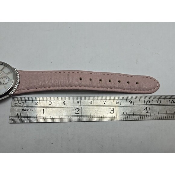 Skagen 586SSLP Womens Day Date Watch MOP Crystal Bezel Pink Leather New Battery main image 12